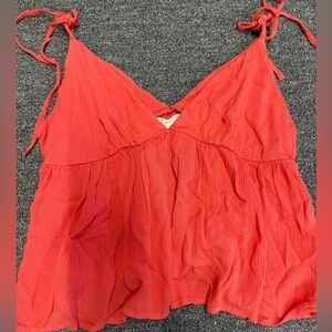 Women’s Red V-Neck Beach Store Tie-Strap Tank Top